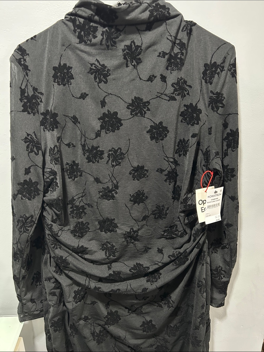 Nordstrom Collection Black Floral-Textured Long Sleeve Dress